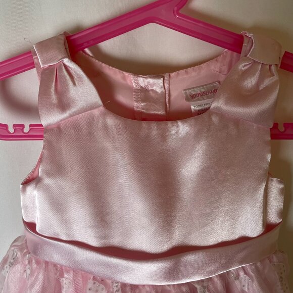 Youngland Girl's 3T Formal Dress Pink Layers Tulle Satin Sparkly Bow Pattern - Picture 4 of 8